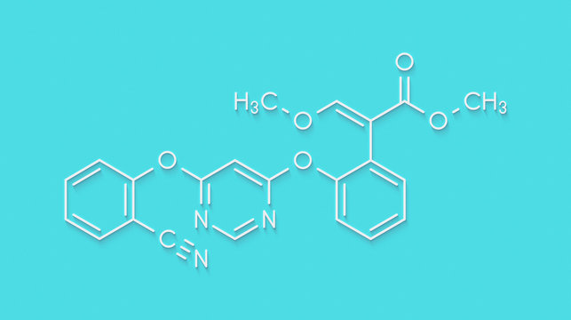 Azoxystrobin fungicide molecule. Skeletal formula.