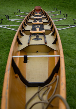 Detail of wooden rowing skiff