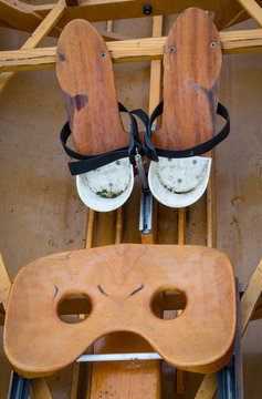Detail of wooden rowing skiff