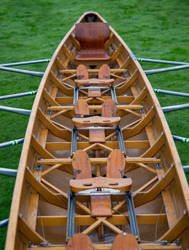 Detail of wooden rowing skiff