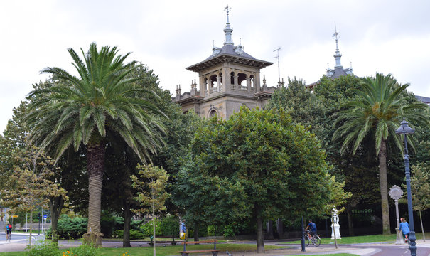 Mansi&oacute;n entre &aacute;rboles y palmeras. 