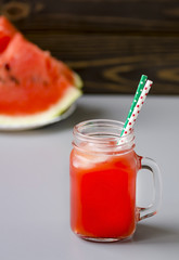 Watermelon Smoothie with fresh sliced watermelon