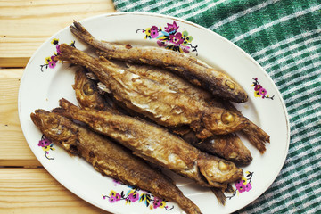 seafood fish grilled on wood table