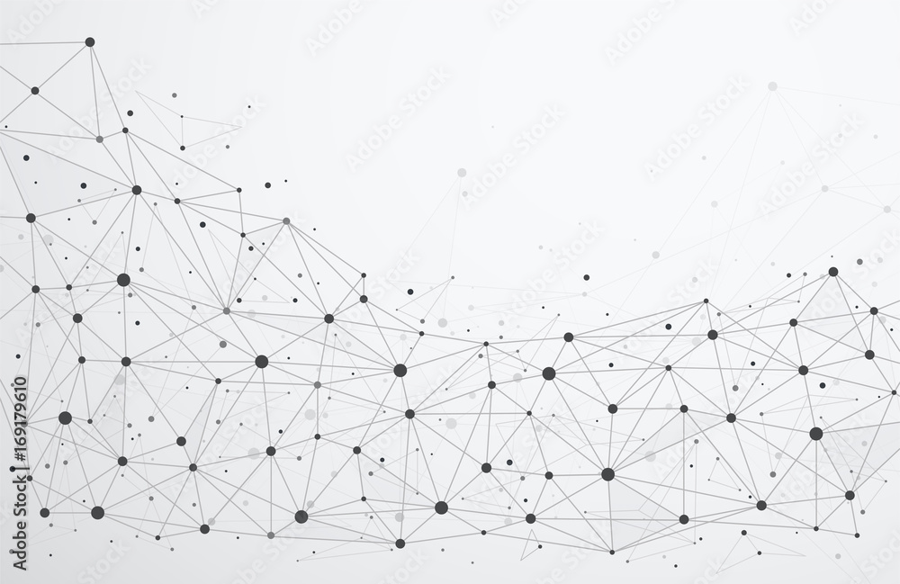 Poster global network connections with points and lines. wireframe of n