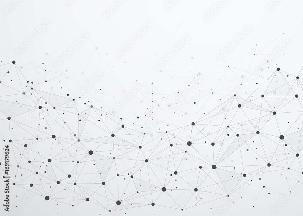Poster global network connections with points and lines. wireframe of n