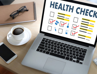 Digital HEALTH CHECK Concept working with computer interface as medical Healthcare