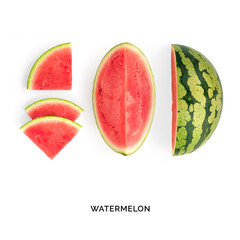 Creative layout made of watermelon. Flat lay. Food concept. Watermelon on white background.
