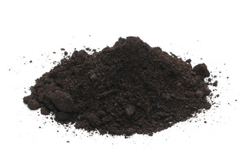 Pile dirt, humus isolated on white background, with clipping path