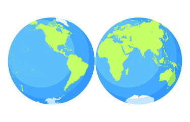 Earth globe. World map set. Planet with continents.Africa Asia, Australia, Europe, North America and South America.