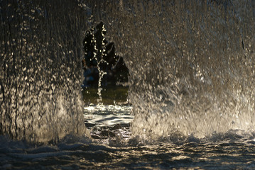 water fountain with cascade and backlight