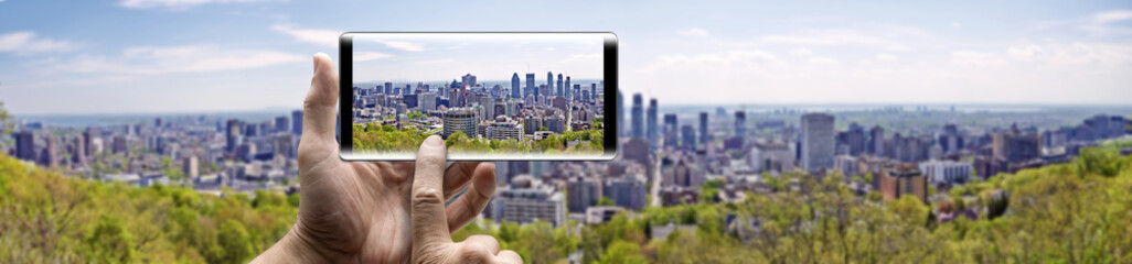 Holding a mobile Smartphone and take a picture