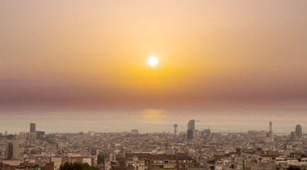 Sunset over Barcelona, Spain
