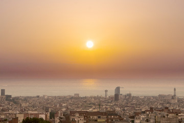 Sunset over Barcelona, Spain