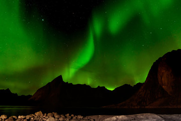 Fototapeta na wymiar Aurora borealis or northern lights, Norway