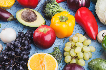 Set of vegetables on the wooden table