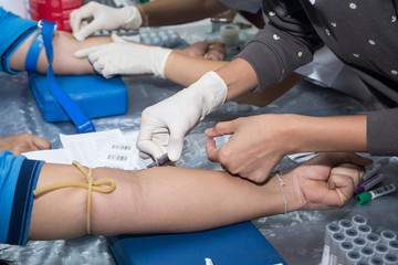 Blood test to check up by nurse