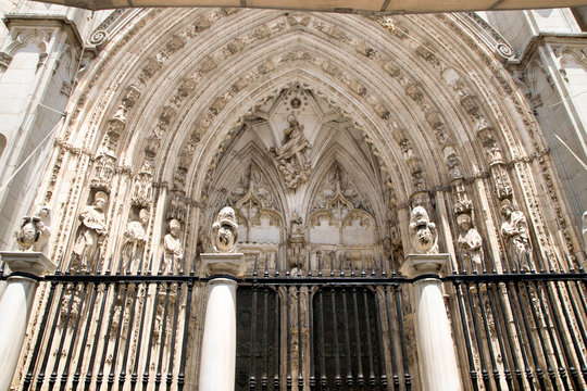 Cathedral facace in Toledo, Spain