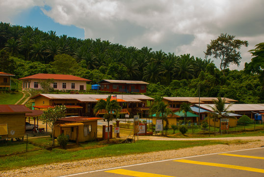 Traditional village in Malaysia, houses on stilts, Borneo island, Sabah.