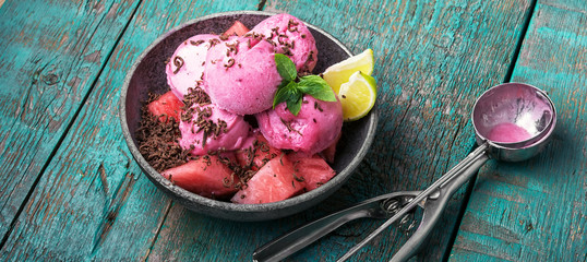 Watermelon fruit ice cream