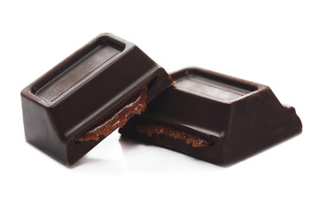 Pieces of chocolate bar with feeling