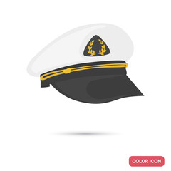 Ship Captain hat color flat icon for web and mobile design