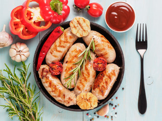 Grilled chicken sausages top view