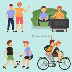 Male Friendship sketches set for web and mobile design