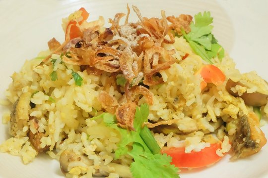 Thai Green Curry Fried Rice with Fish