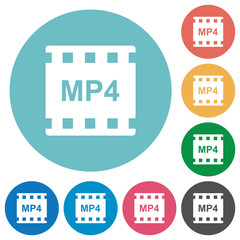 mp4 movie format flat round icons