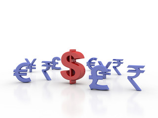 3d rendering Global Currencies