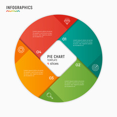 Vector circle chart infographic template. 4 options, steps, parts.