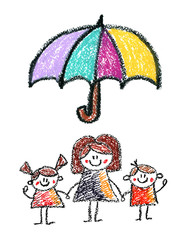Family social protection Insurance Kids drawing Children drawing Pencil, crayon, chalk, pastel illustration Health care