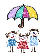 Family social protection Insurance Kids drawing Children drawing Pencil, crayon, chalk, pastel illustration Health care