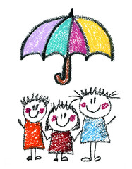 Family social protection Insurance Kids drawing Children drawing Pencil, crayon, chalk, pastel illustration Health care