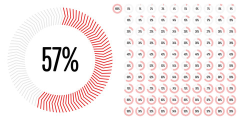 Set of circle percentage diagrams from 0 to 100 ready-to-use for web design, user interface (UI) or infographic - indicator with blue