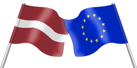 Flags. Latvia and Europe