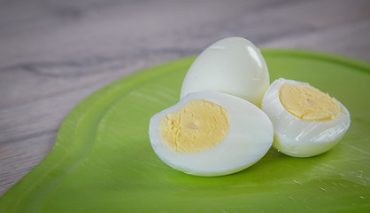 boiled egg isolated on cutting board