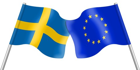 Flags. Sweden and Europe