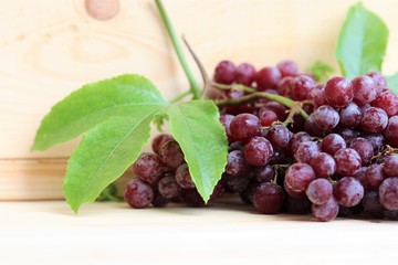 Grape fruit freshness on wood background