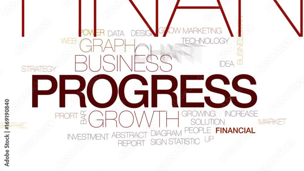 Poster progress animated word cloud, text design animation. kinetic typography.