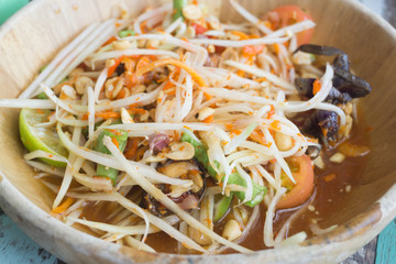 Papaya salad, Som tum,Traditional spicy Thai food.