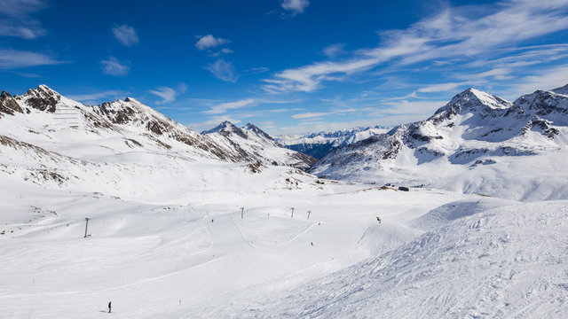 Austrian Alps in Kuehtai Ski Resort in winter