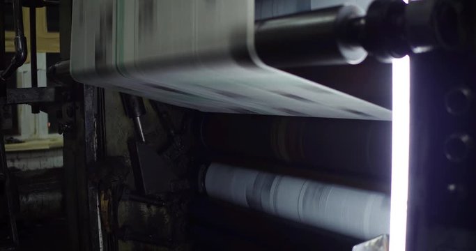 Old printing machine in typography.