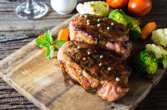 grilled pork steak