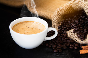 coffee cup and coffee beans