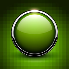 Green button shiny chrome metallic