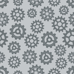 Seamless gear pattern. Gears on a gray background. Vector illustration.