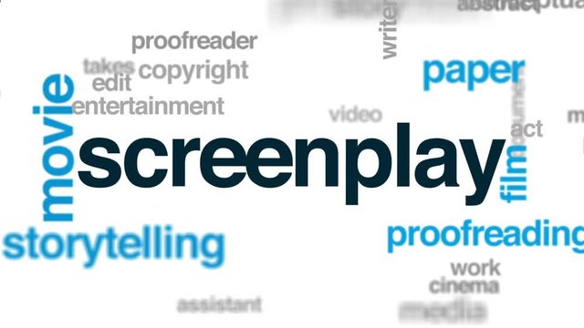 Screenplay animated word cloud, text design animation.