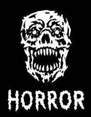 Cruel demon skull. Vector illustration.