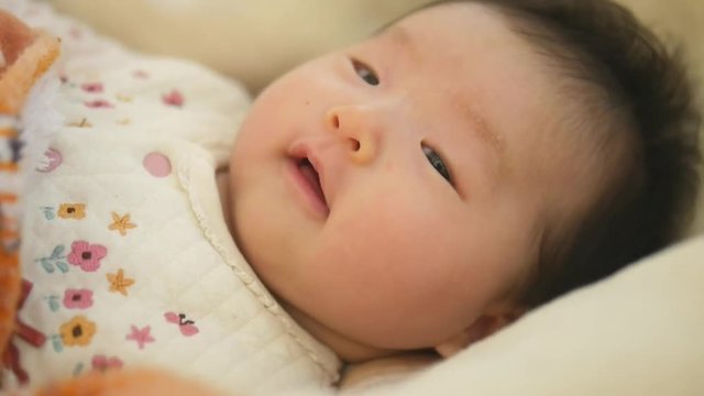 Baby sneezing / Japanese baby in 2 months after birth
